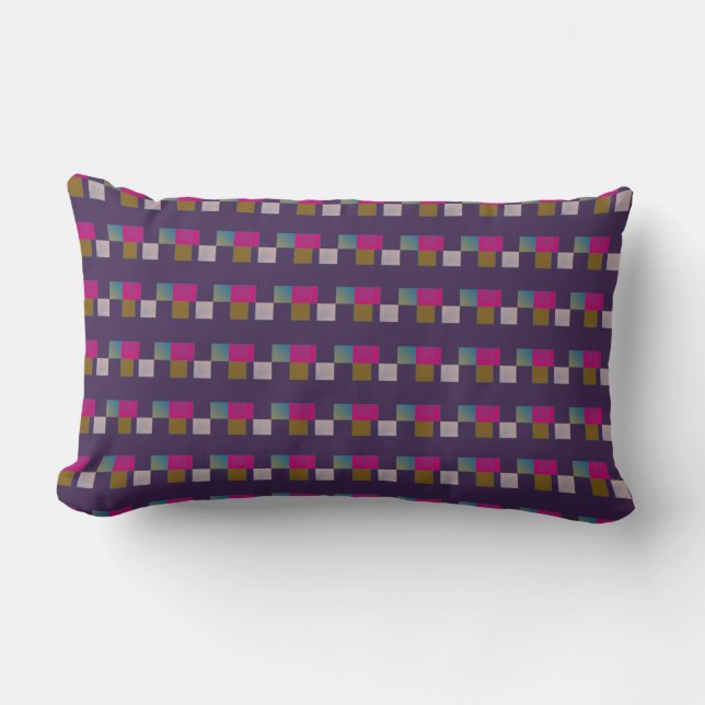 Colourful Abstract Geometric Pattern Purple Blue  Lumbar Cushion (Front)