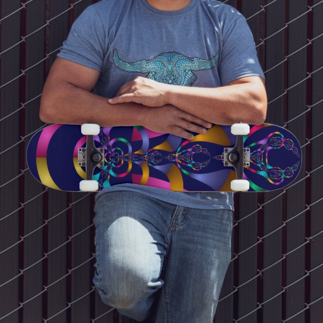 Colourful Abstract Geometric Pattern Skateboard (Outdoor 3)