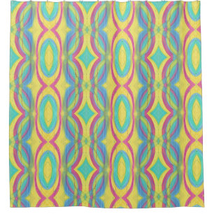 Colourful Abstract Geometric Pink Blue Shower Curt Curtain