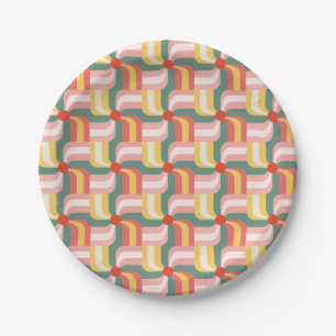Colourful Abstract Geometric Pinwheels Paper Plate