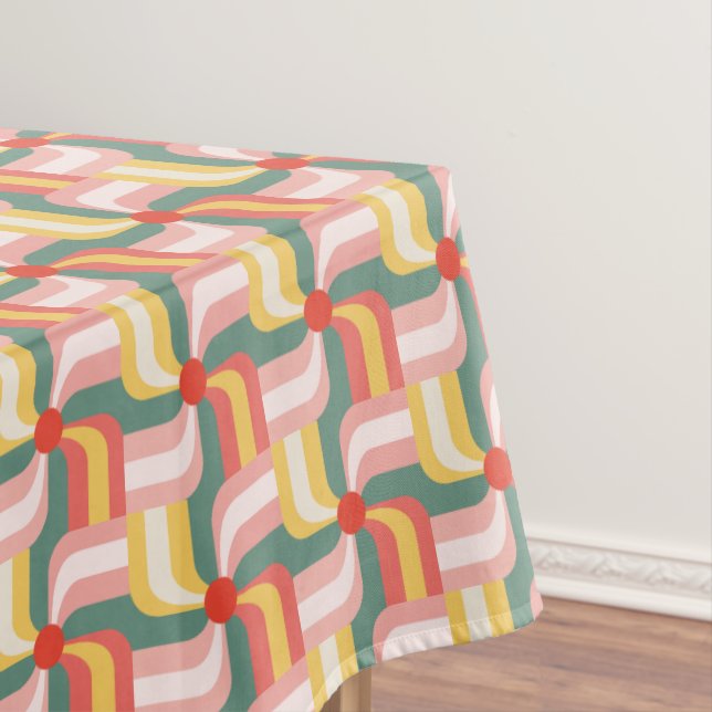 Colourful Abstract Geometric Pinwheels Tablecloth (In Situ)