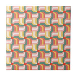 Colourful Abstract Geometric Pinwheels Tile