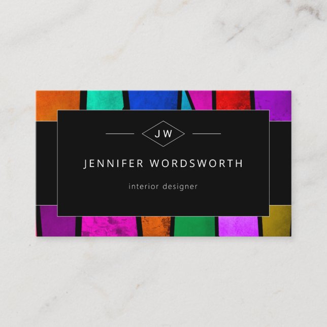 Colourful Abstract Geometric Purple Blue Pink Business Card (Front)