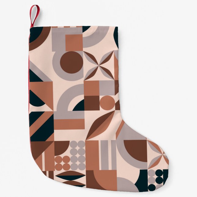 Colourful abstract geometric shape mosaic backgrou small christmas stocking (Front)