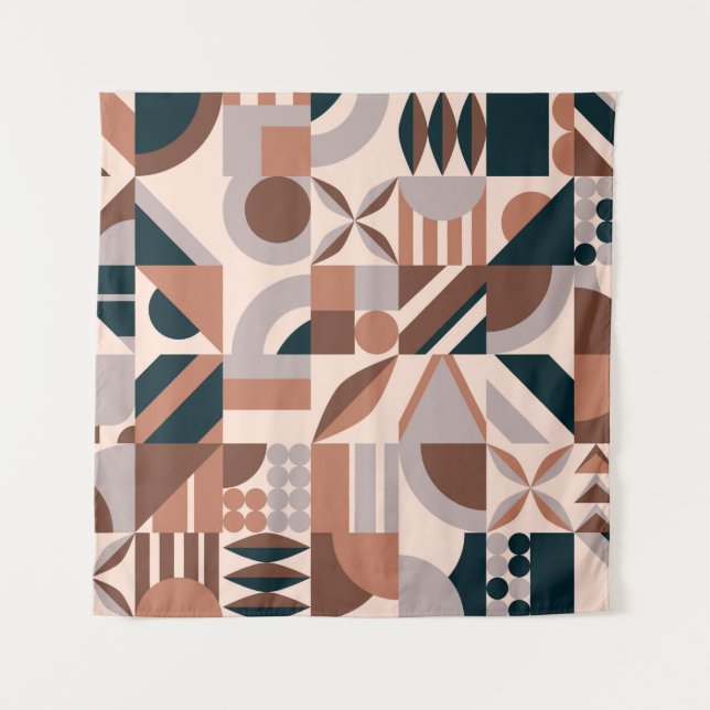 Colourful abstract geometric shape mosaic backgrou tapestry (Front)