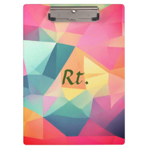 Colourful abstract geometric shapes add letter nam clipboard