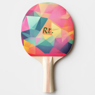 Colourful abstract geometric shapes add letter nam ping pong paddle