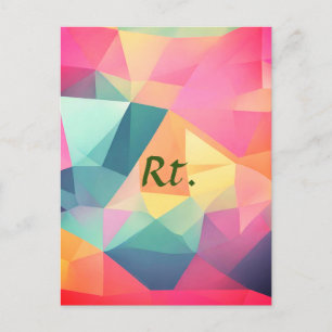 Colourful abstract geometric shapes add letter nam postcard