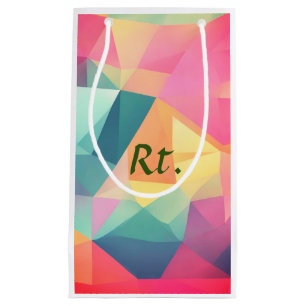 Colourful abstract geometric shapes add letter nam small gift bag
