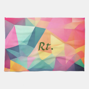Colourful abstract geometric shapes add letter nam tea towel