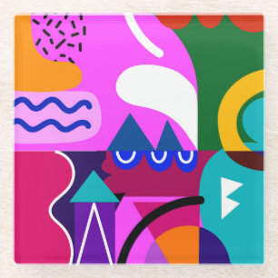 Colourful Abstract Geometric Shapes Background Glass Coaster