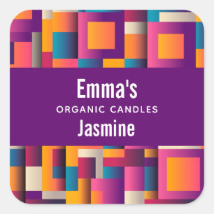 Colourful Abstract Geometric Shapes Candle Busines Square Sticker