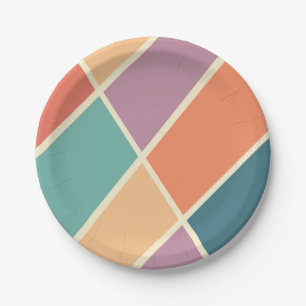 Colourful abstract geometric shapes design paper plate