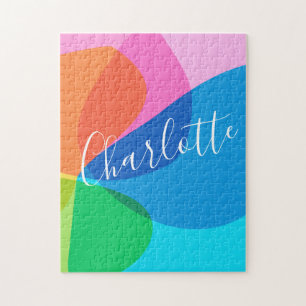 Colourful Abstract Geometric Shapes   Personalised Jigsaw Puzzle