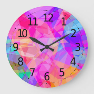 Colourful Abstract Geometric Shapes Prism Pattern Large Clock