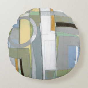Colourful Abstract Geometric Shapes Round Cushion