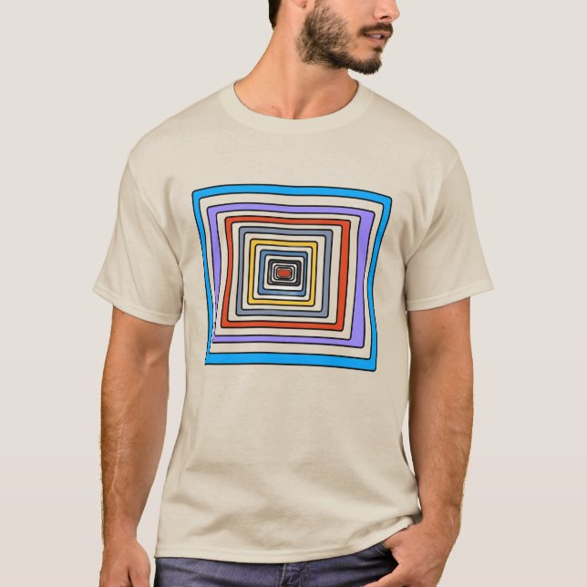 Colourful Abstract Geometric Square Pattern T-Shir T-Shirt (Front)