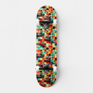 Colourful abstract geomtric bright element design skateboard