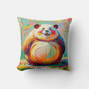 Colourful abstract giant bear panda art design cushion