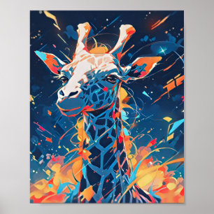Colourful Abstract Giraffe Art Poster