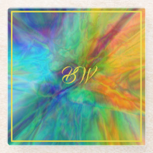 Colourful Abstract Glass Coaster