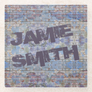 Colourful Abstract Graffiti Wall Street Art Glass Coaster