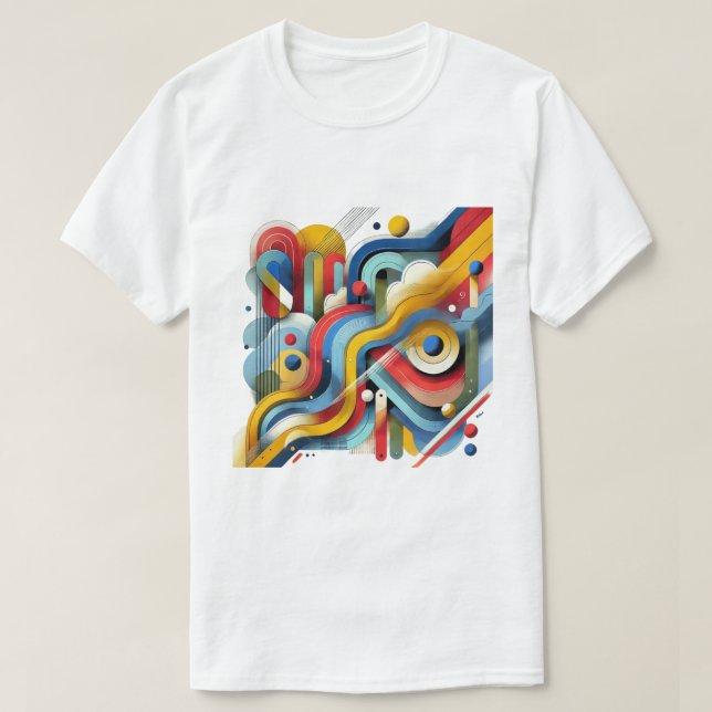 Colourful Abstract Graphic White T-Shirt (Design Front)