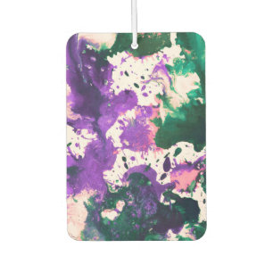 Colourful Abstract Green and Purple Splatter Paint Car Air Freshener
