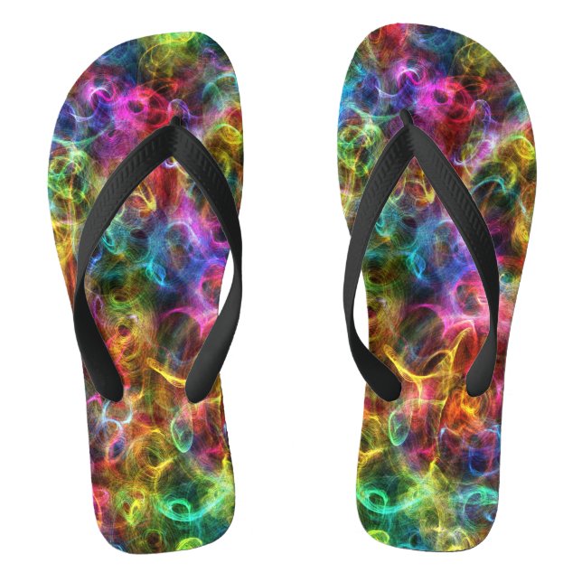 Colourful Abstract Grunge Random Swirls Jandals (Footbed)