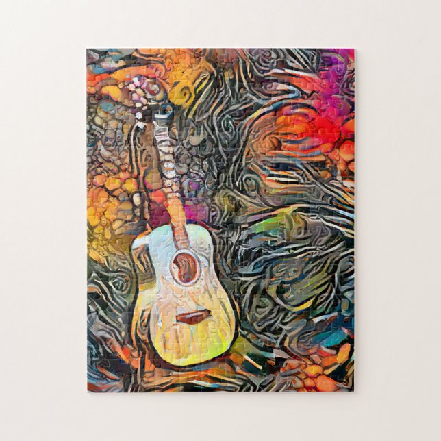Colourful Abstract Guitar | Hard Challenging Jigsaw Puzzle (Vertical)