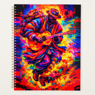 Colourful Abstract Guitar Players Duo Impasto Planner