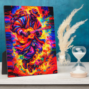 Colourful Abstract Guitar Players Duo Impasto Plaque