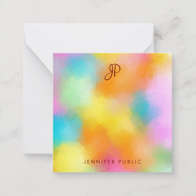 Colourful Abstract Handwritten Monogram Template (Front)