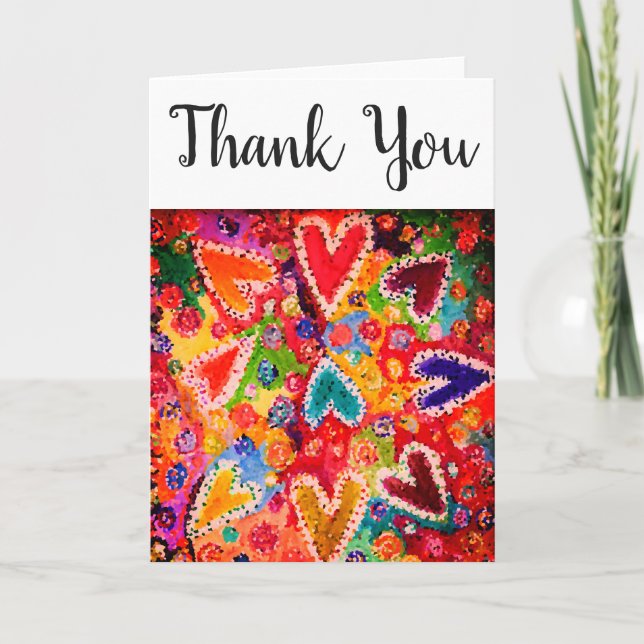 Colourful Abstract Hearts Greeting Card (Front)