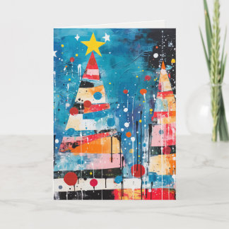 Colourful Abstract Holiday Trees Card