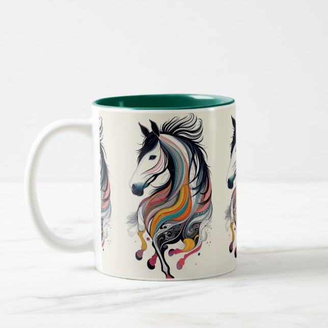 Colourful Abstract Horse Mug (Left)