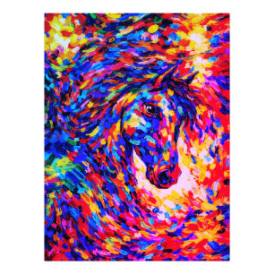 Colourful Abstract Horse Portrait Impasto Photo Print