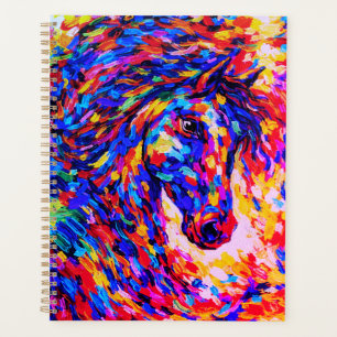 Colourful Abstract Horse Portrait Impasto Planner