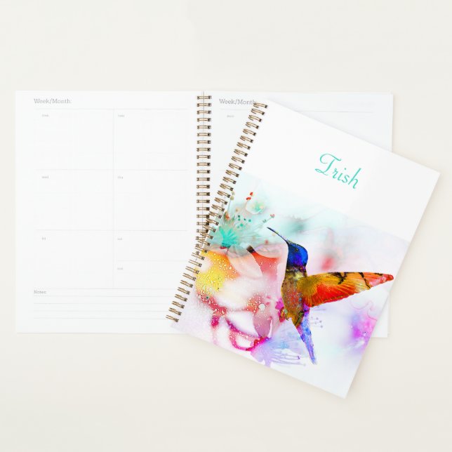 Colourful Abstract Hummingbird Personalilzed Planner (Display)