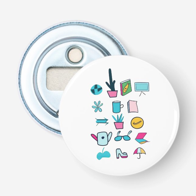 Colourful Abstract Icons Featuring Everyday Items Bottle Opener (Front)