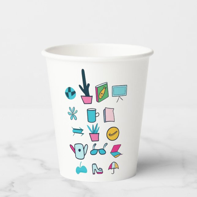  Colourful Abstract Icons Featuring Everyday Items Paper Cups (Front)