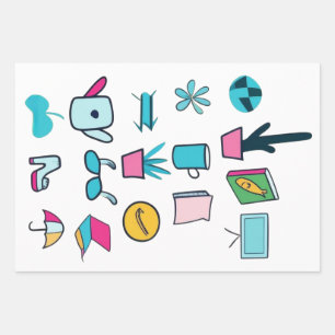  Colourful Abstract Icons Featuring Everyday Items Wrapping Paper Sheet