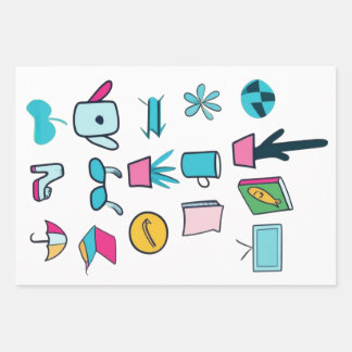  Colourful Abstract Icons Featuring Everyday Items Wrapping Paper Sheet