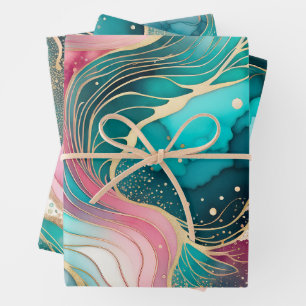 Colourful Abstract Ink Art Wrapping Paper Sheets