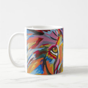 Colourful Abstract Jungle Lion Coffee Mug