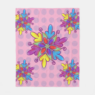 Colourful Abstract Kaleidoscope Flower Pattern Fleece Blanket