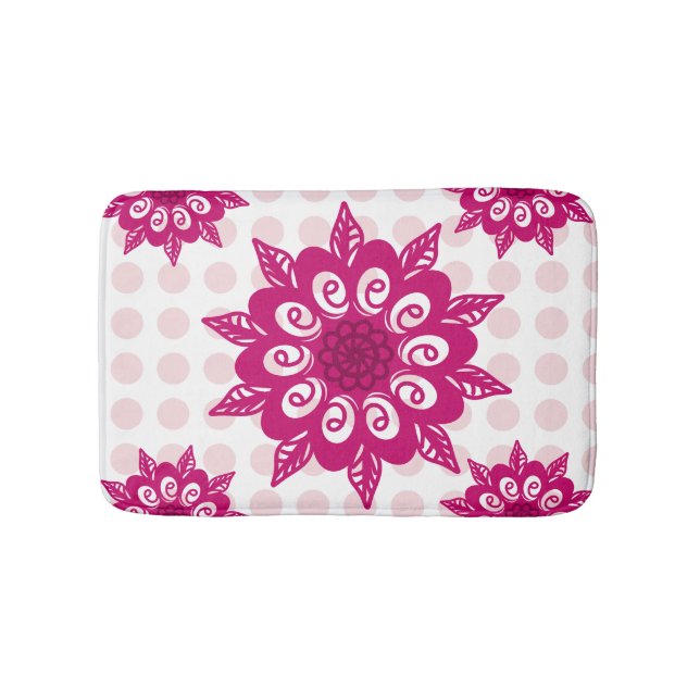Colourful Abstract Kaleidoscope Flower Pattern Thr Bath Mat (Front)