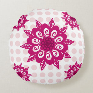 Colourful Abstract Kaleidoscope Flower Pattern Thr Round Cushion