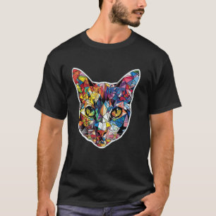 Colourful Abstract Kitten Cute Geometry Polygon Ca T-Shirt