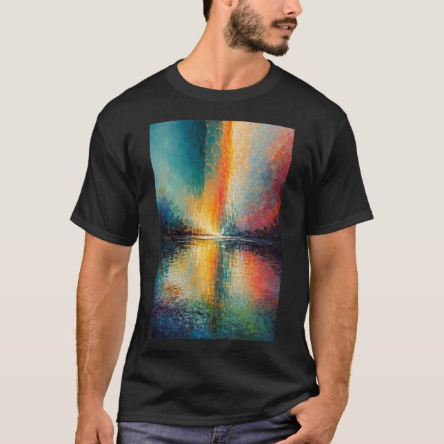 Colourful Abstract Landscape Reflection Wall Art T-Shirt (Front)